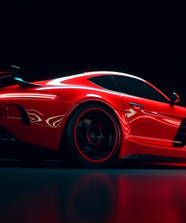 Night car racing. Illustration Generative AI