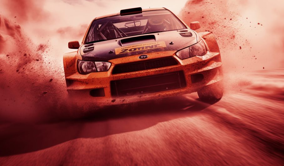 rally car close-up, high speed. ai generative